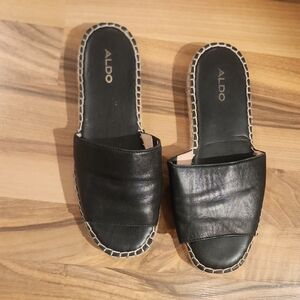 ALDO Black Leather Mules